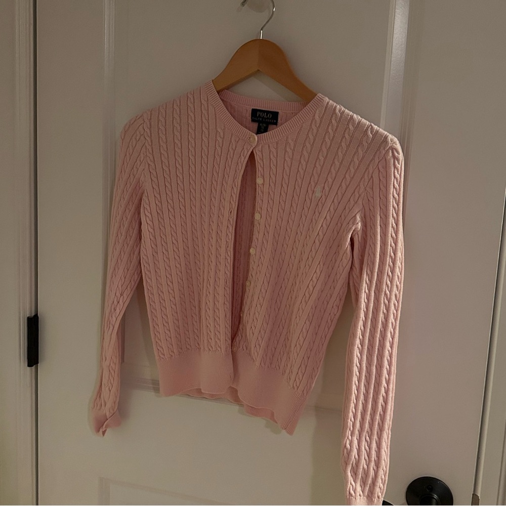 POLO Girls XL Baby Pink Cardigan